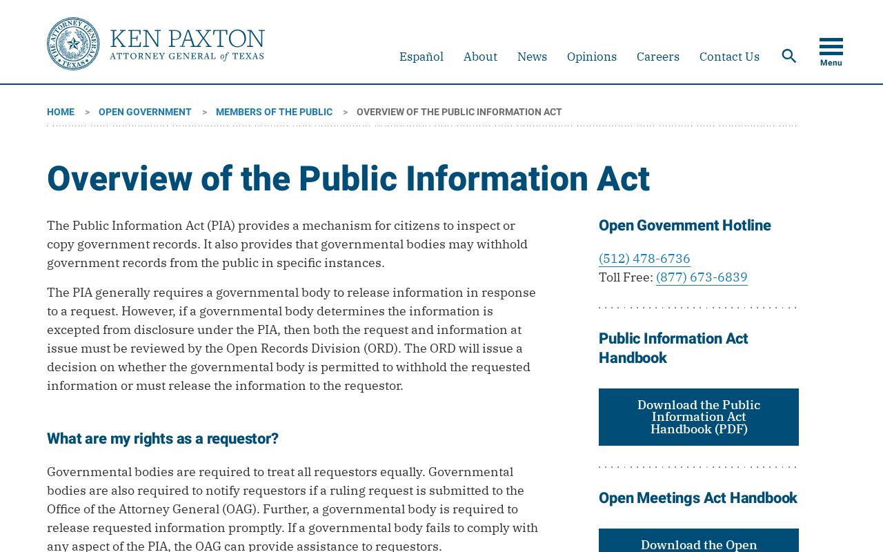 Texas Attorney General Public Information Act overview used for Colorado County release requests