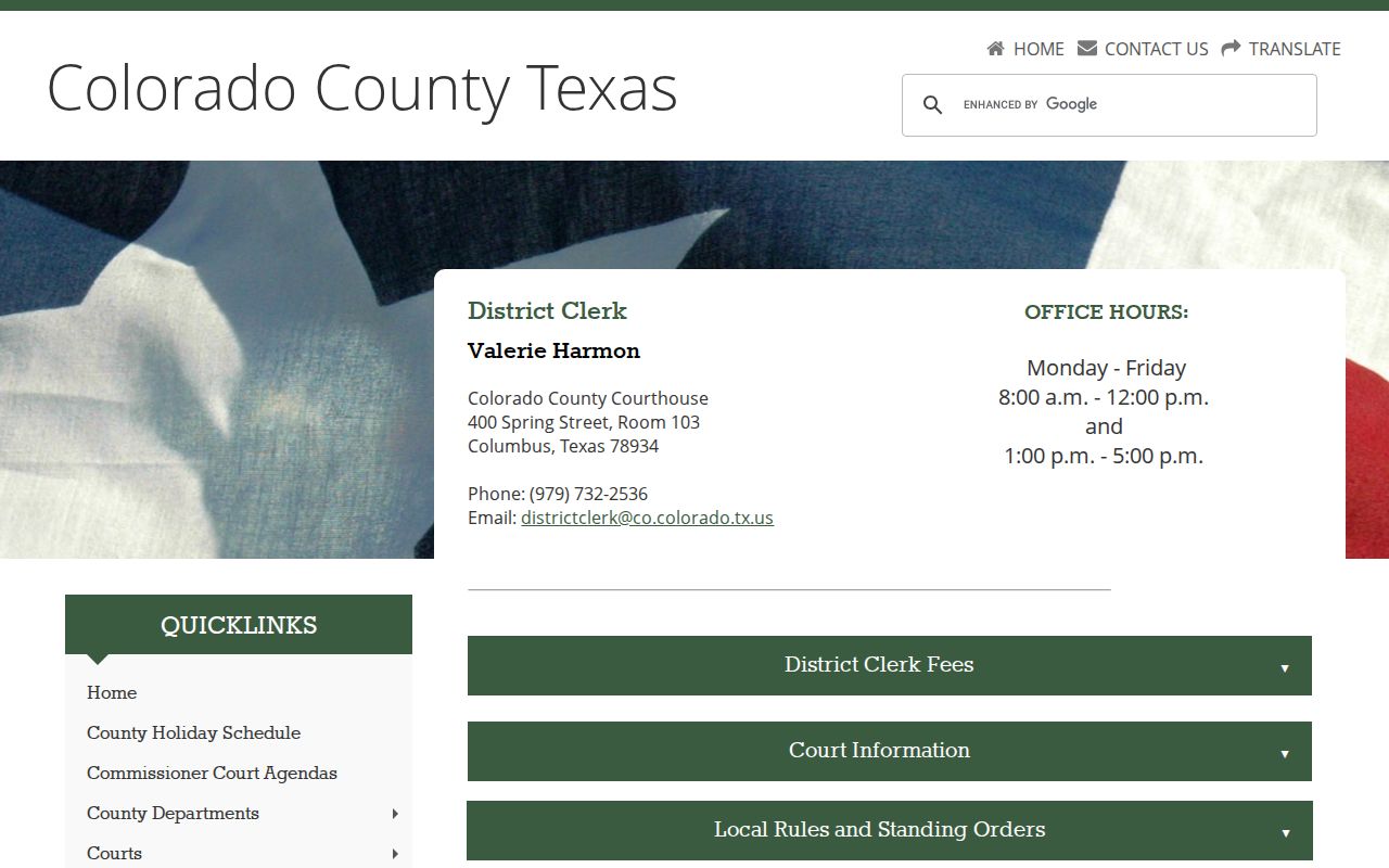 Colorado County District Clerk public records and expunction information
